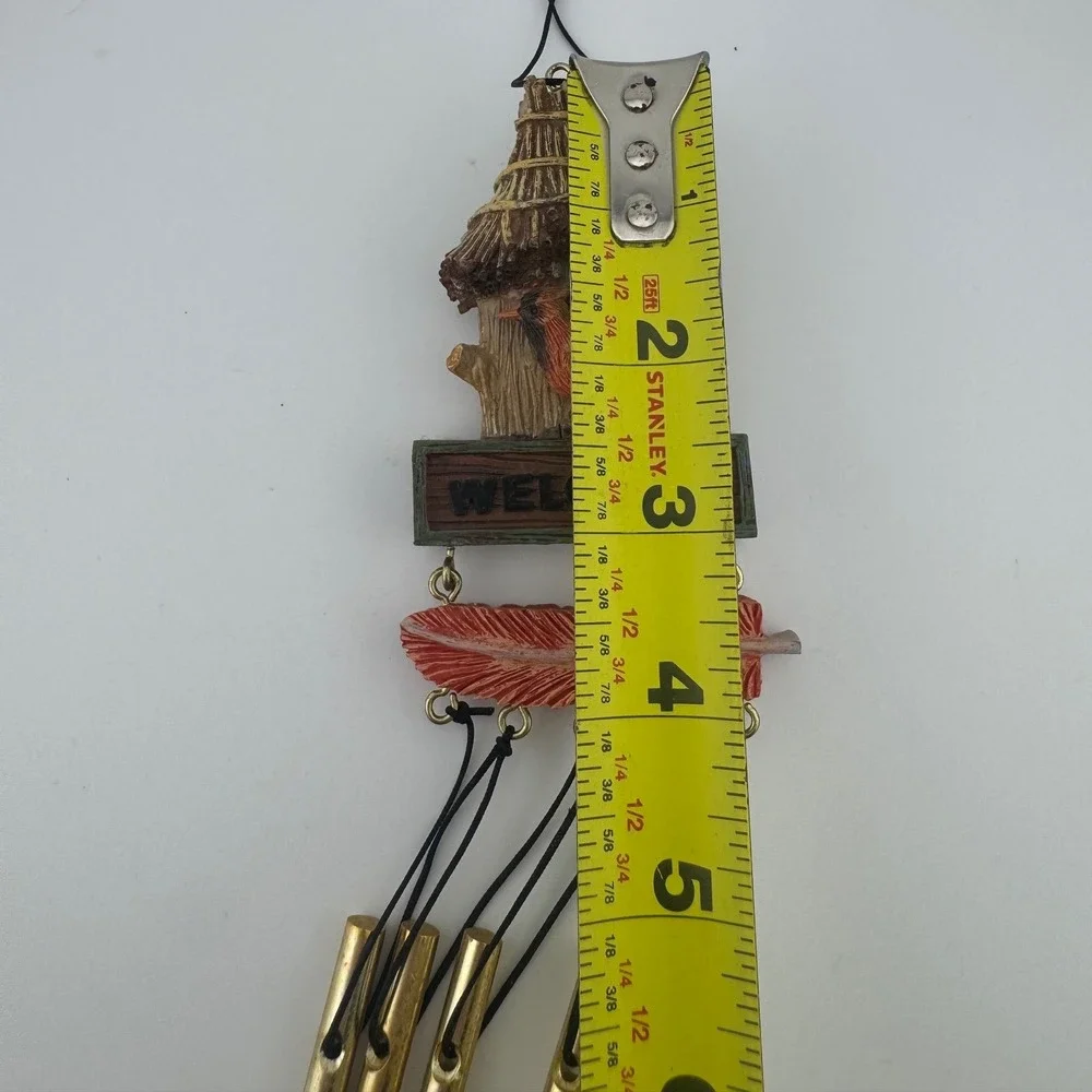Cardinal Birdhouse‎ Welcome Wind Chime Rustic Nature Garden Decor Red Feather